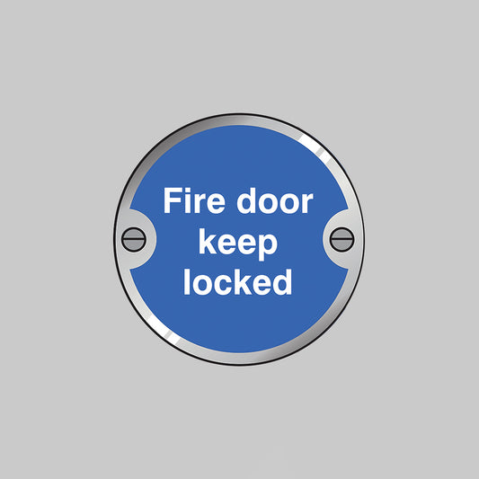 53747 Fire door keep locked 76mm dia stainless steel pre-drilled c/w fixings Miscellaneous