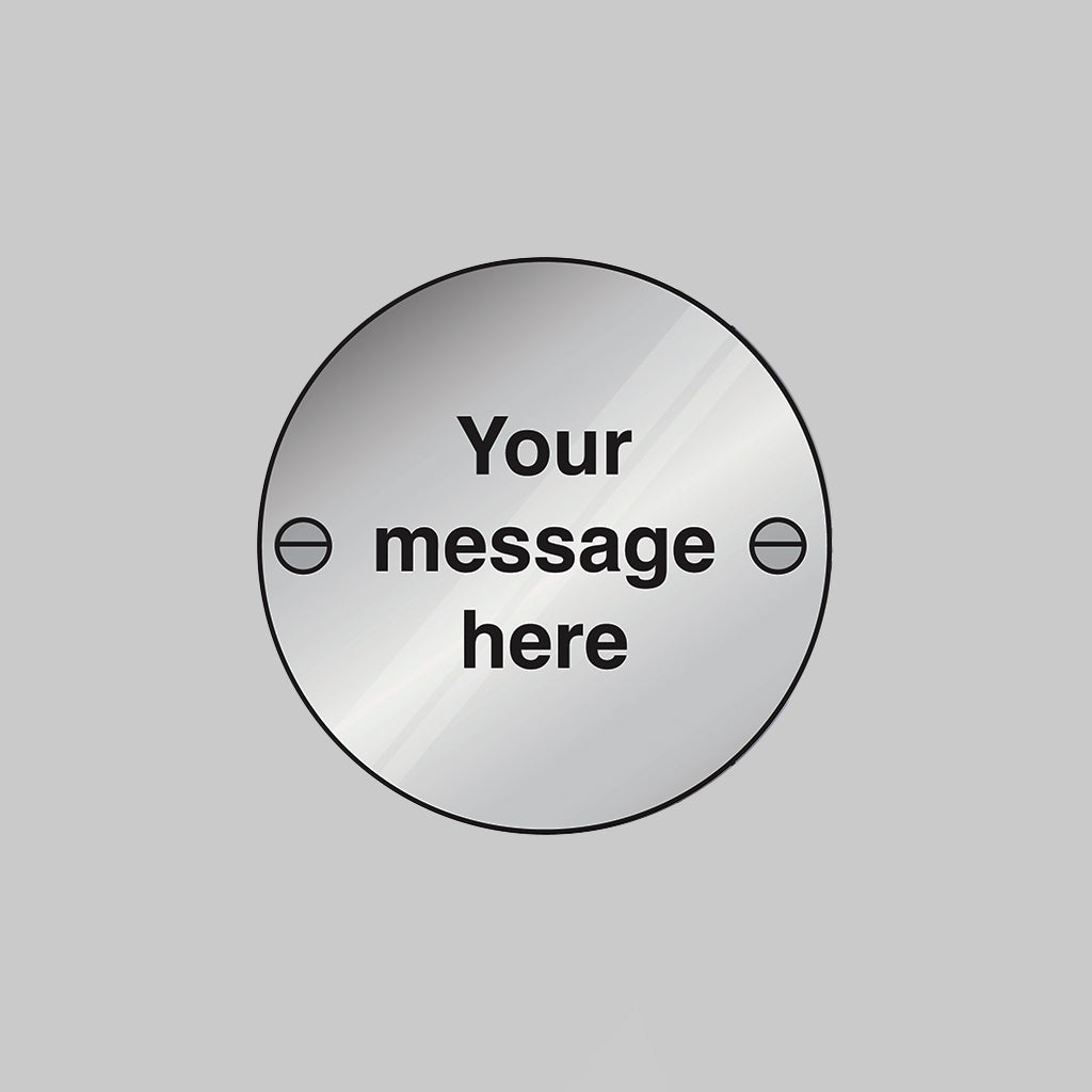 53751 Custom Fire Door Sign 76mm dia stainless steel pre-drilled c/w fixings Miscellaneous