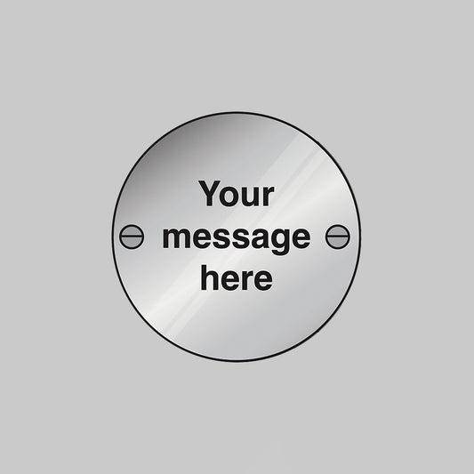53751 Custom Fire Door Sign 76mm dia stainless steel pre-drilled c/w fixings Miscellaneous