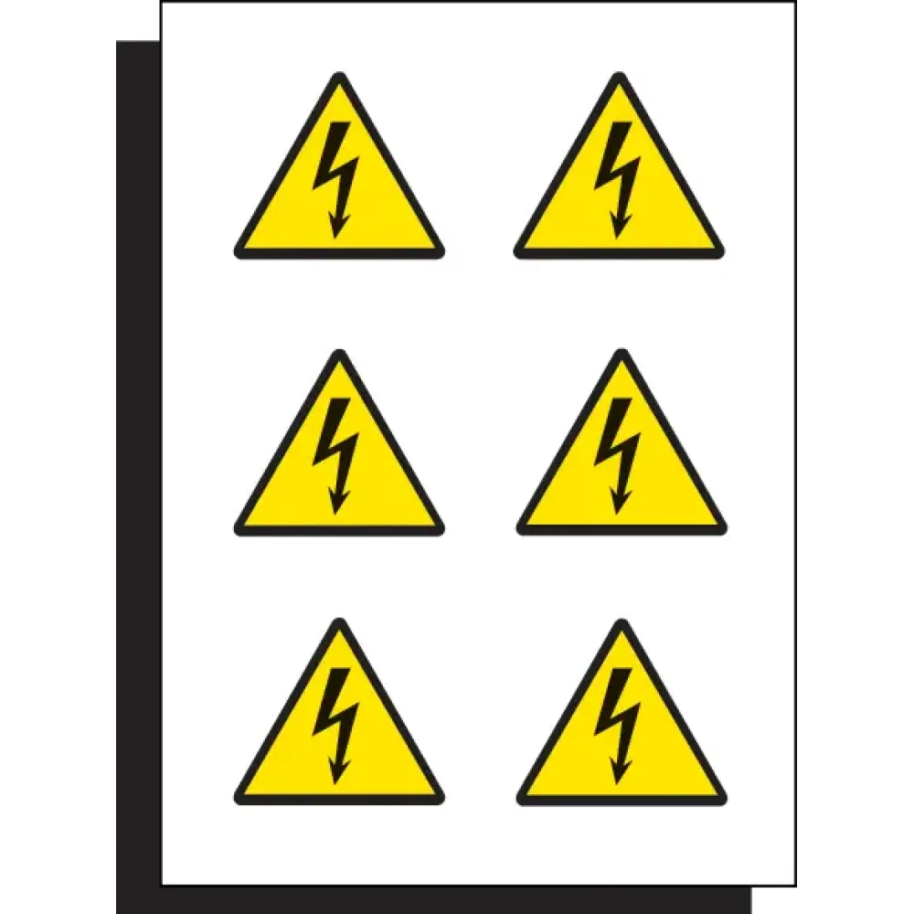 Electricity label 50mm sheet of 6 peel 'n' stick labels