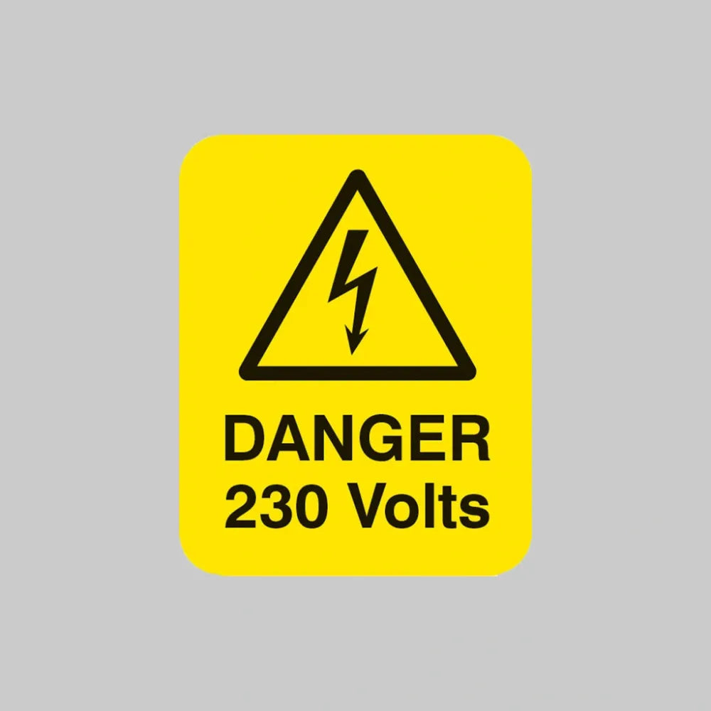 Danger 230 volts Sheet of 25 labels 40x50mm