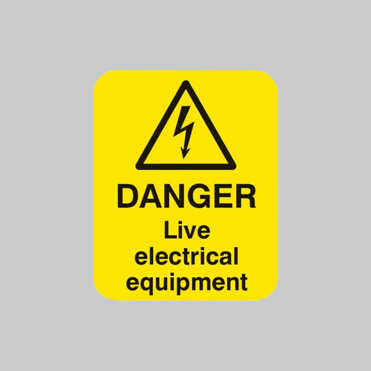 Danger live electrical equipment Sheet of 25 labels 40x50mm