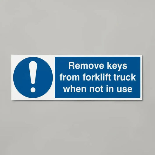 Remove keys from forklift truck when not in use