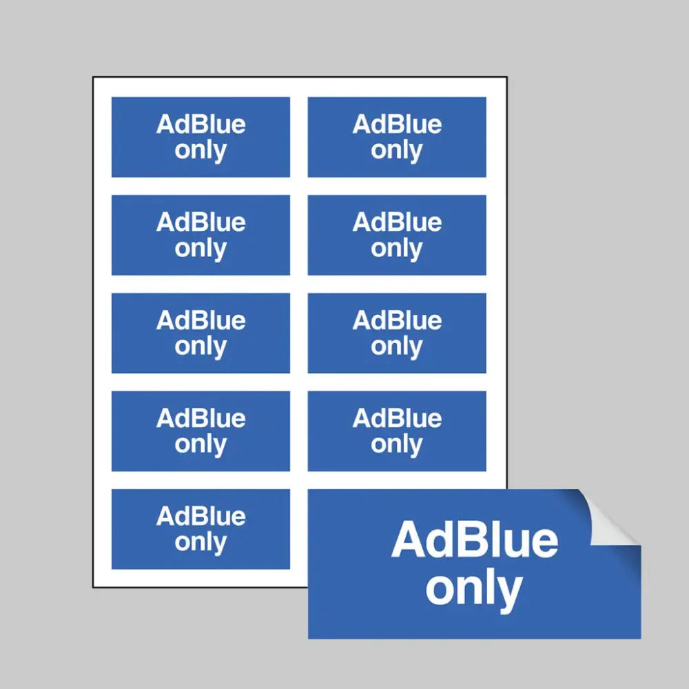 54565 AdBlue only sheet of 10 self adhesive labels 40x18mm Miscellaneous - SAV
