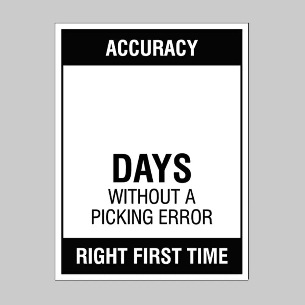 54704 Accuracy … Days without a picking error, 450x600mm rigid PVC with wipe clean over laminate Miscellaneous