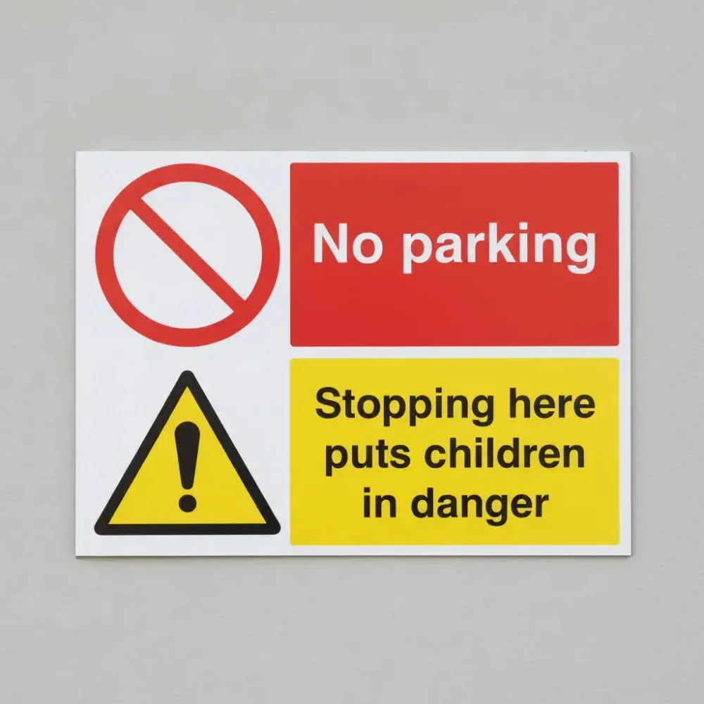 No parking Stopping here puts children in danger