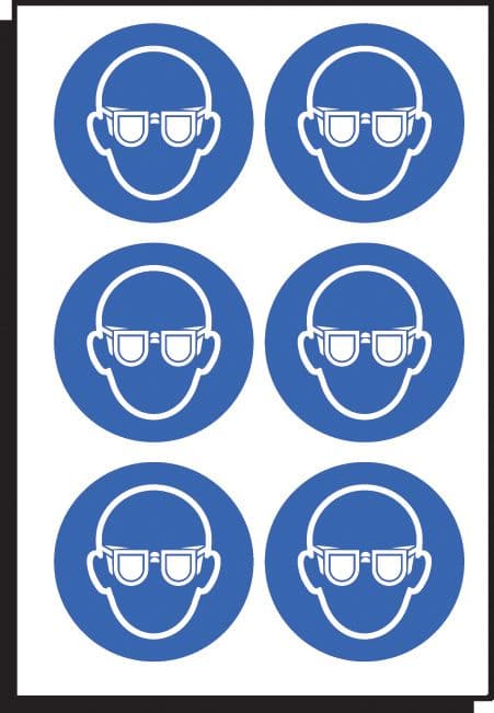55030 Eye protection symbol 50mm dia - sheet of 6  (50mm dia) Safety Sign