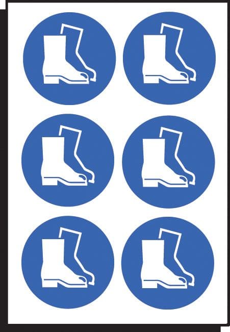 55034 Safety boots symbol 50mm dia - sheet of 6  (50mm dia) Safety Sign
