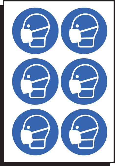 55047 Mask symbol 50mm dia - sheet of 6  (50mm dia) Safety Sign