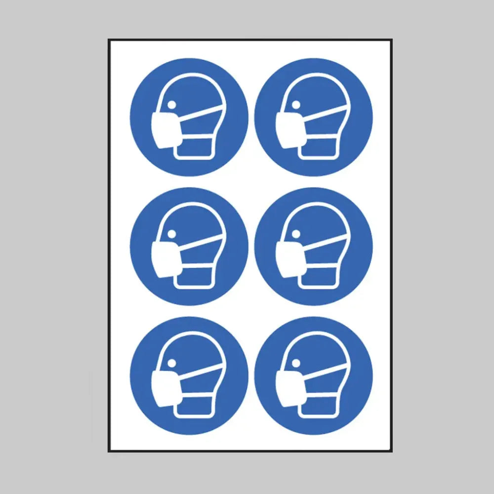 Masks symbol 100mm dia - sheet of 6 peel 'n' stick labels