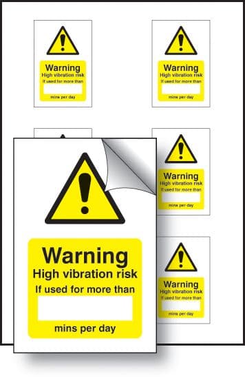 55050 High vibration risk if used minutes/per day 50x75mm - sheet of 6  (50x75mm) Safety Sign