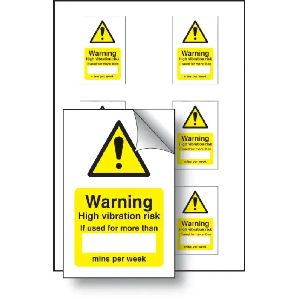 High vibration risk if used minutes/per week - sheet of 6