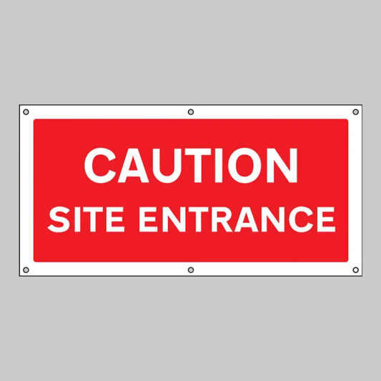 Caution site entrance banner c/w eyelets 1270x610mm