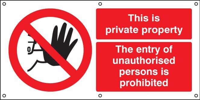 55092 This is private property banner c/w eyelets  (1270x610mm) Safety Sign