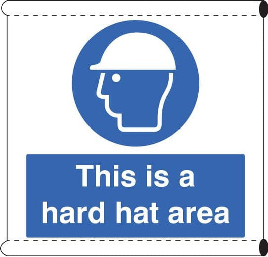55115 Scaffold Banner - This is a hard hat area (c/w loops)  (1270x1270mm) Safety Sign