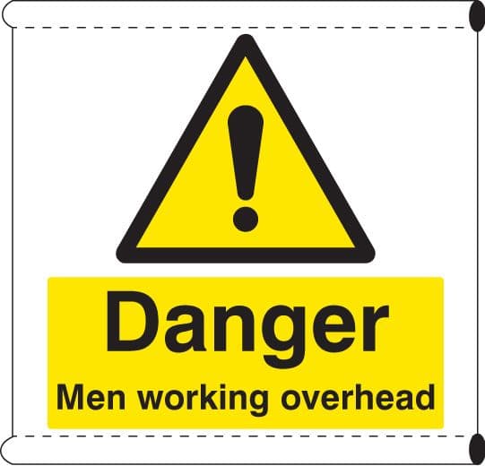 55116 Scaffold Banner - Danger men working overhead (c/w loops)  (1270x1270mm) Safety Sign