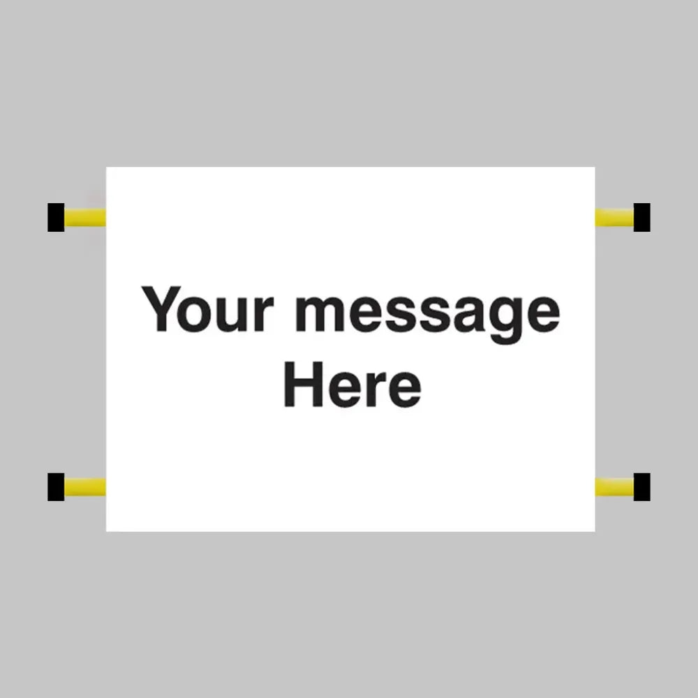 Your message here door screen 600x450mm c/w spring loaded poles 710 to 1010mm