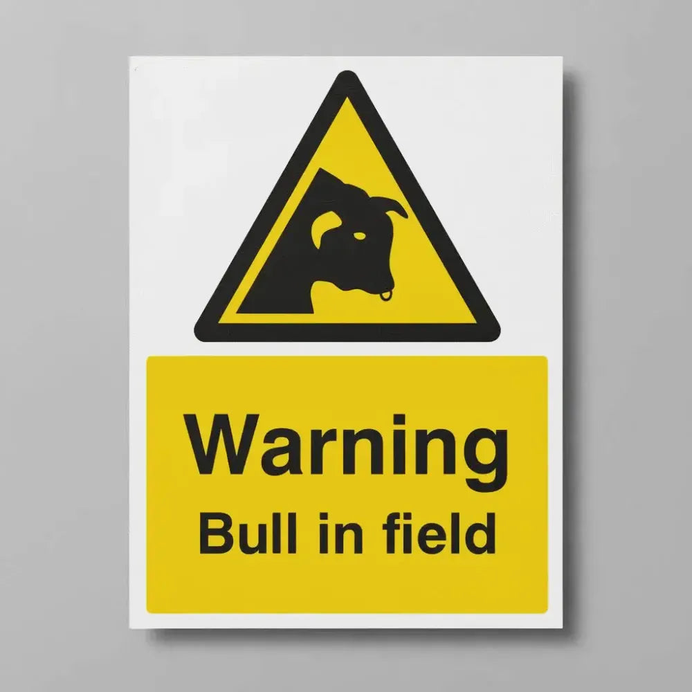 15516K Warning Bull in field Rigid Plastic (400x300mm) Safety Sign