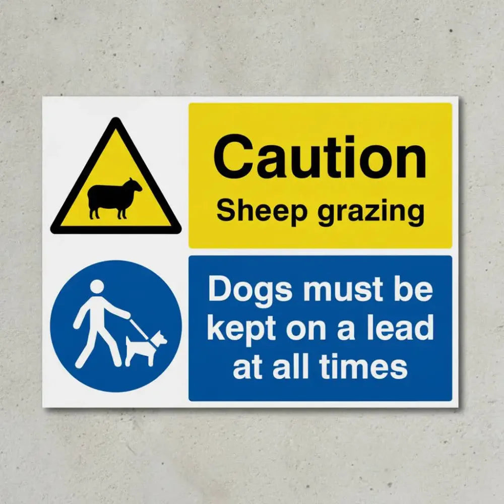 15529Q Warning Sheep grazing Dogs must be kept on a lead Rigid Plastic (600x450mm) Safety Sign