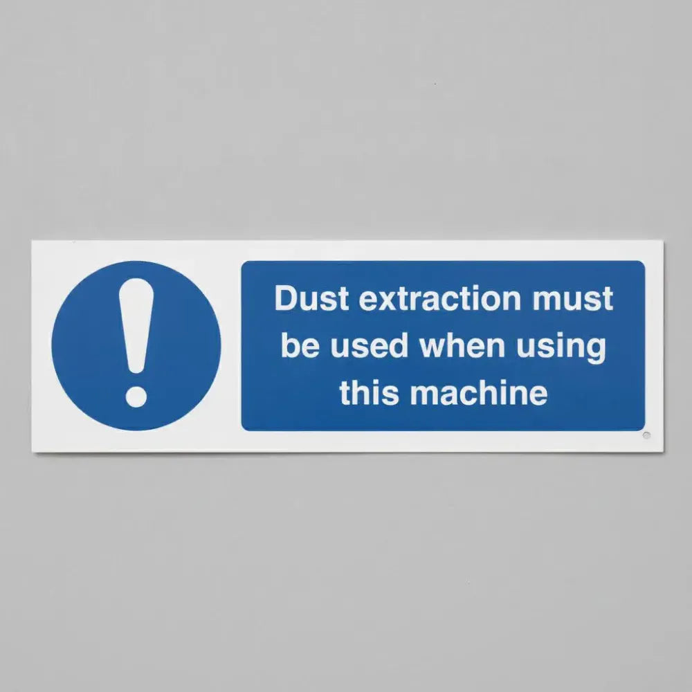25533M Dust extraction must be used when using this machine (self adhesive vinyl safety label) Self Adhesive Vinyl (600x200mm) Safety Sign
