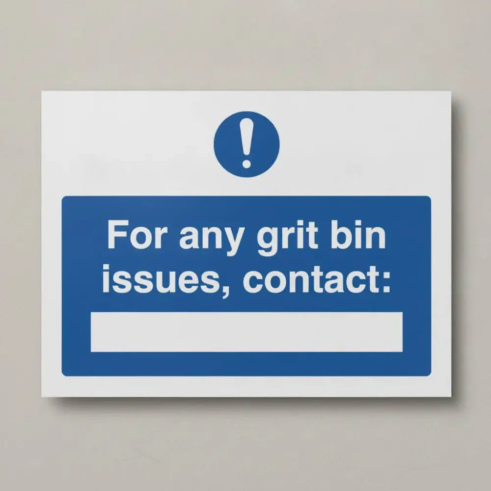 15535K For any grit bin issues contact (blank space) (semi rigid pvc safety sign) Rigid Plastic (400x300mm) Safety Sign