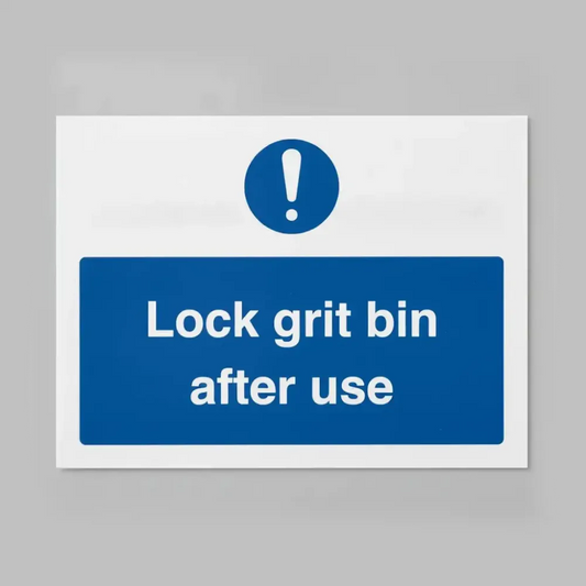 25537K Lock grit bin after use (self adhesive vinyl safety label) Self Adhesive Vinyl (400x300mm) Safety Sign