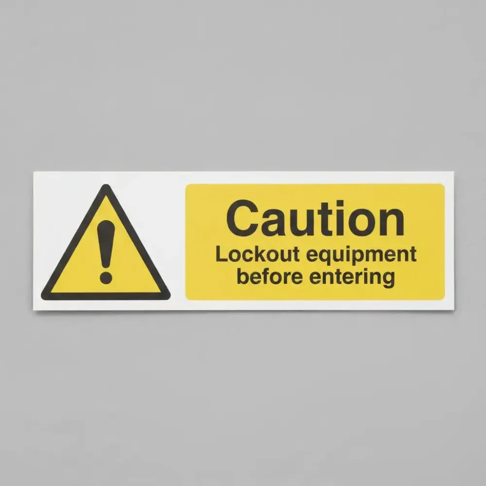 25545E Caution Lockout equipment before entering Self Adhesive Vinyl (200x150mm) Safety Sign