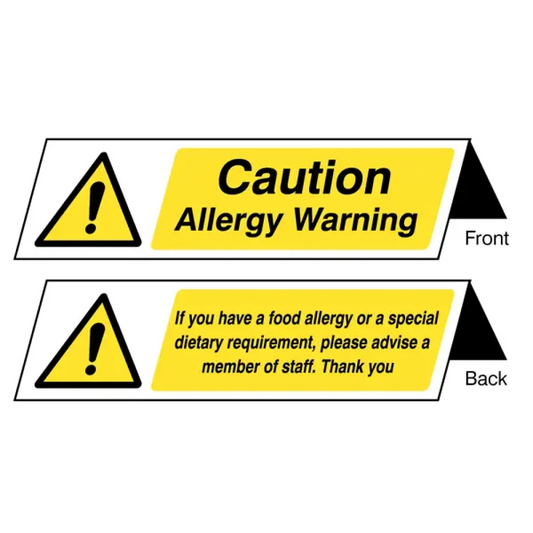 Food allergy notice double sided plastic table cards (pack of 5)