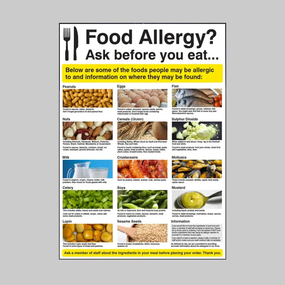 55641 Food allergy poster - 420x594mm synthetic paper Miscellaneous