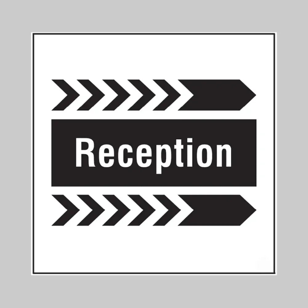 Reception, arrow right builder signs 400x400mm