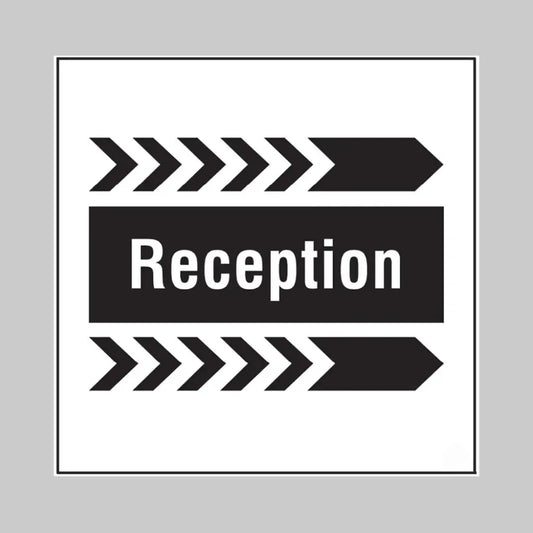 Reception, arrow right builder signs 400x400mm