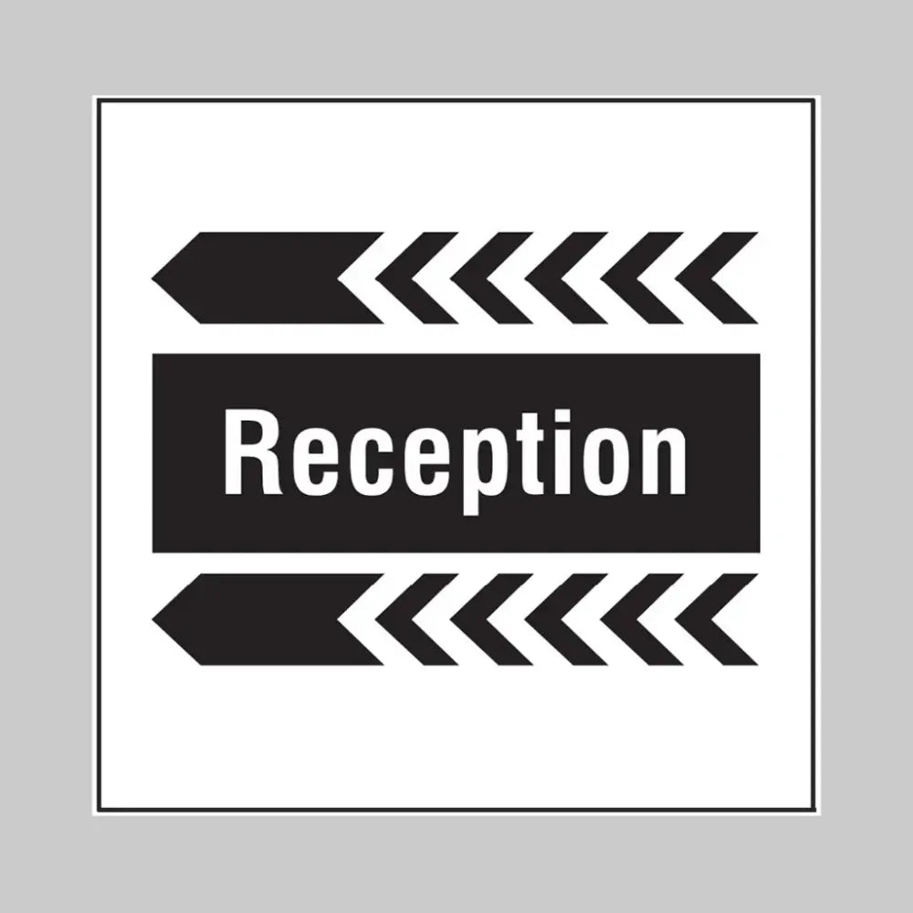 Reception, arrow left builder signs 400x400mm
