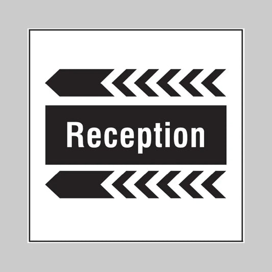 Reception, arrow left builder signs 400x400mm