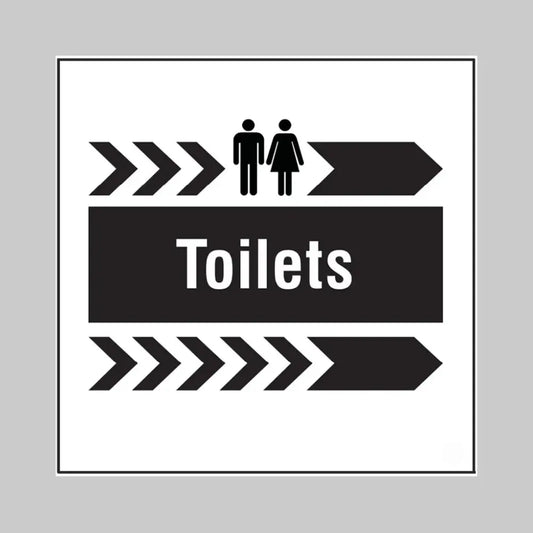 Toilets, arrow right builder signs 400x400mm