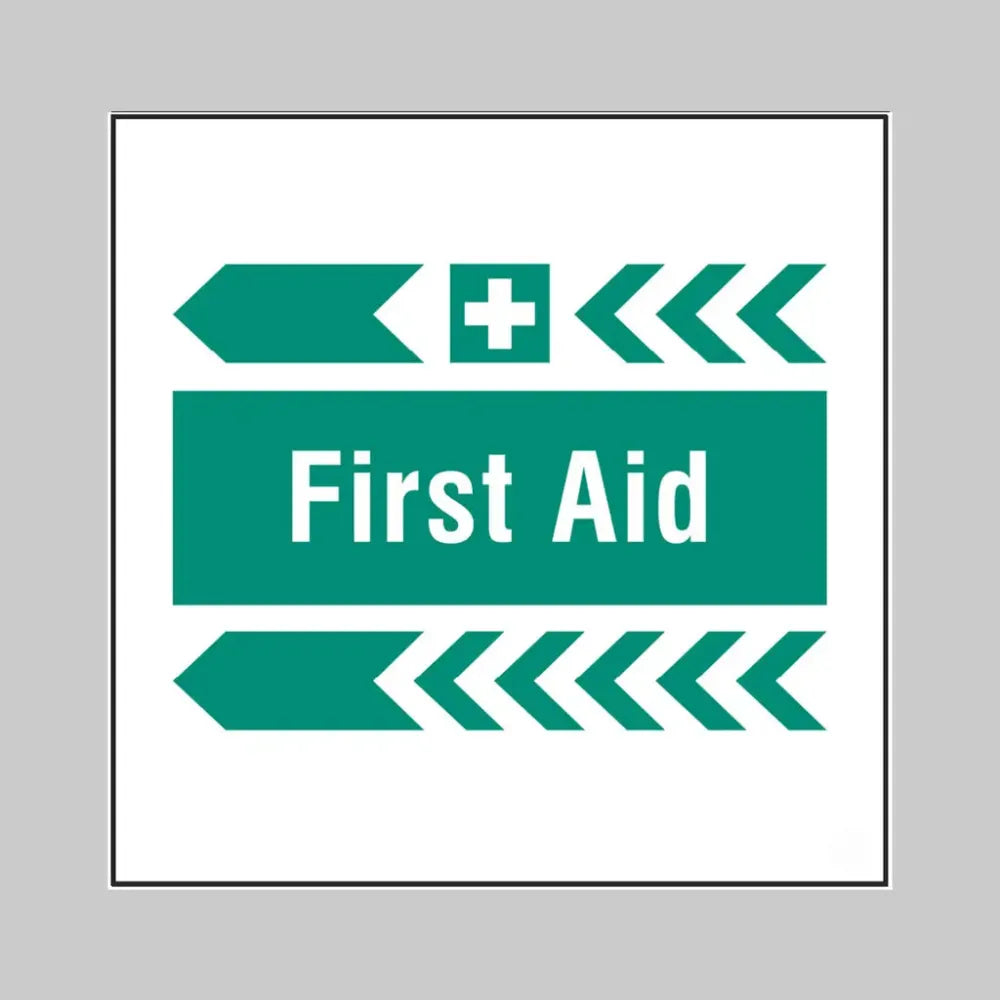 First aid, arrow left builder signs 400x400mm