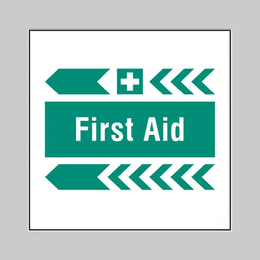 First aid, arrow left builder signs 400x400mm
