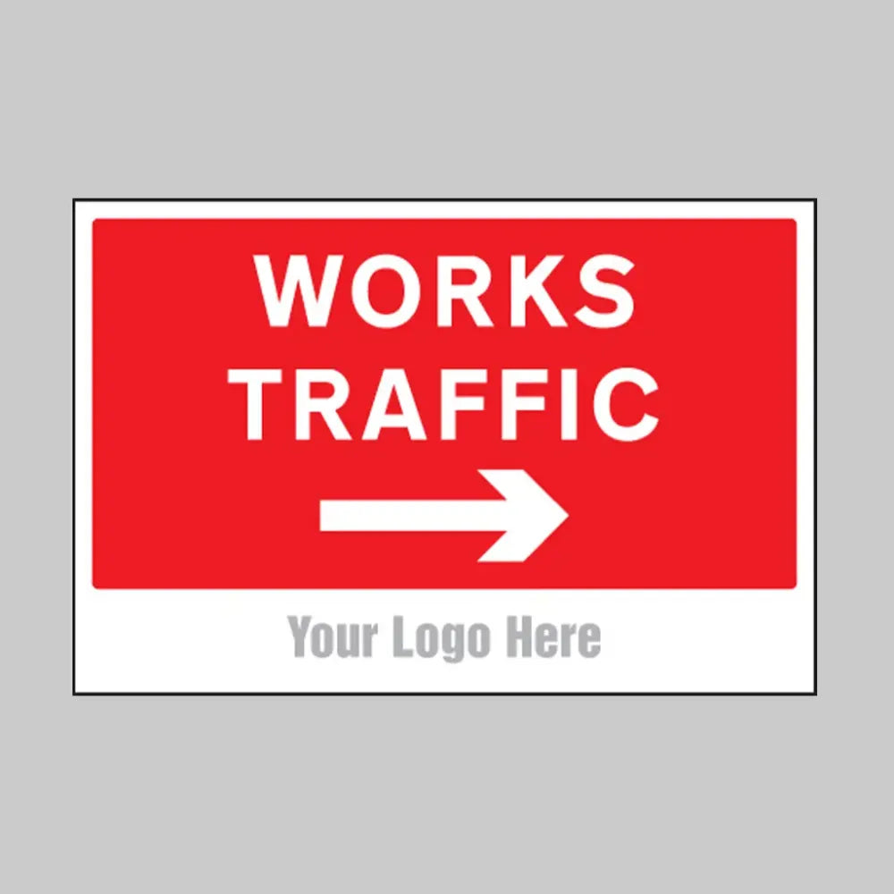 Works traffic, arrow right, builder signs 600x400mm