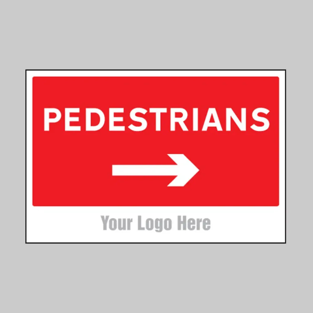 Pedestrians, arrow right, builder signs 4mm correx 600x400mm