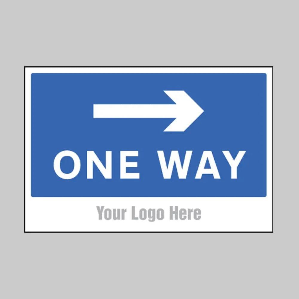 One way, arrow right, builder signs 600x400mm