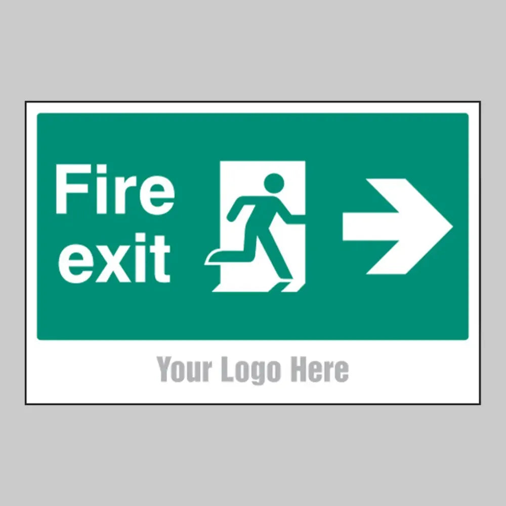 Fire exit, arrow down, builder signs 600x400mm