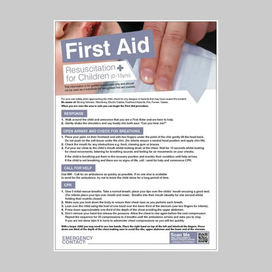 First aid resuscitation for children 420x594mm poster