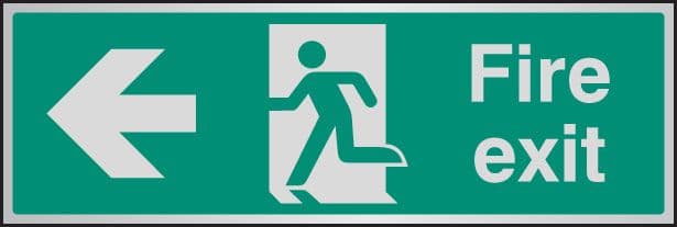 55922 Fire exit arrow left aluminium 300x100mm  (300x100mm) Safety Sign