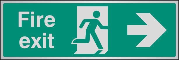 55923 Fire exit arrow right aluminium 300x100mm  (300x100mm) Safety Sign