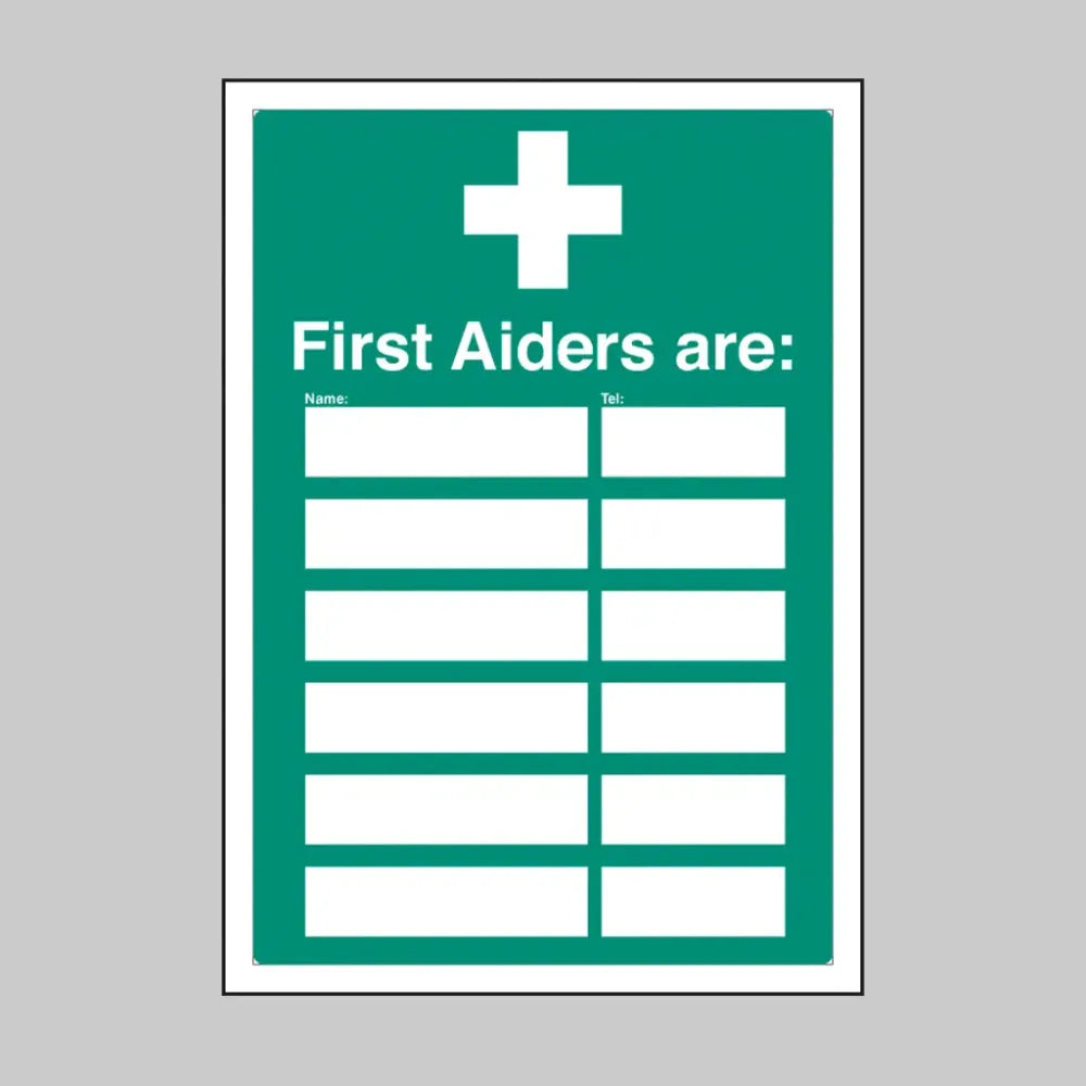 First aiders are (space for 6) adapt-a-sign 215x310mm