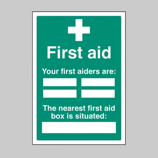 First aiders the nearest first aid box is situated adapt-a-sign 215x310mm