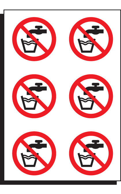 Not drinking water 65mm dia - sheet of 6 peel 'n' stick labels