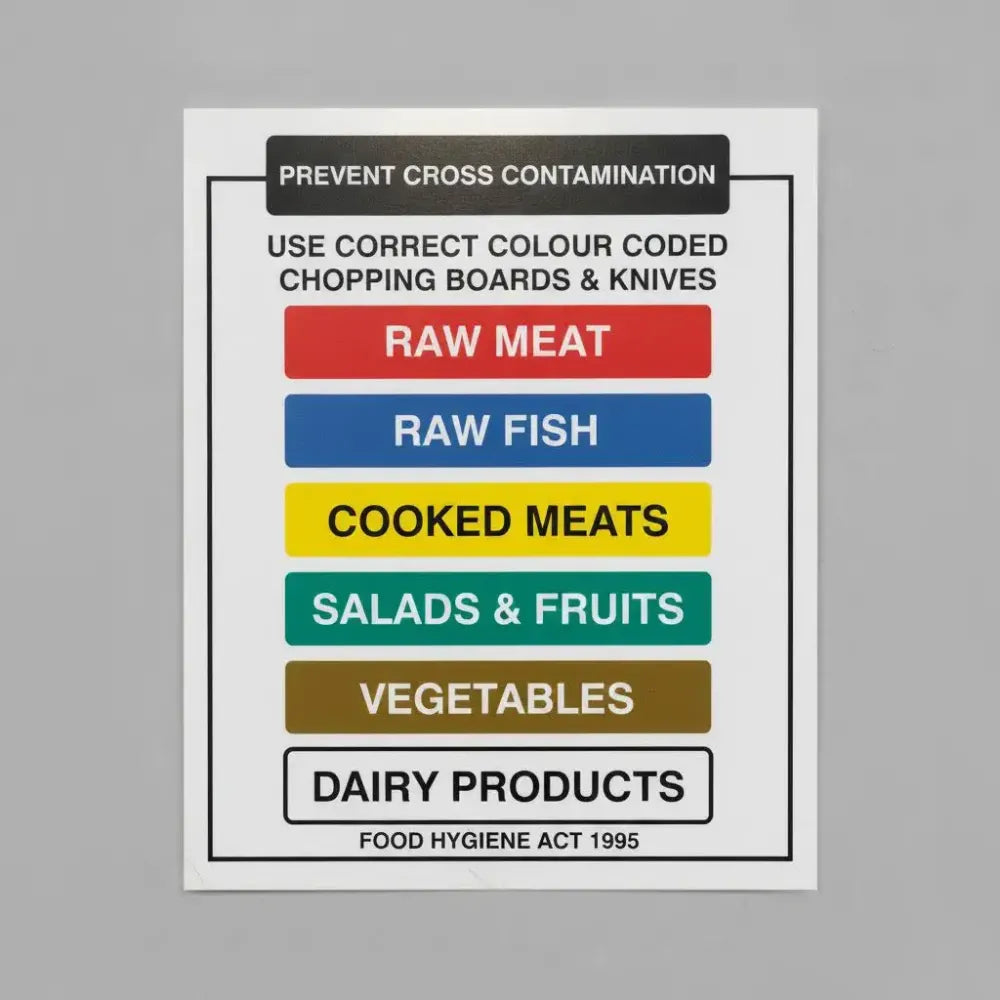 15616Y Chopping boards and knives prevent cross contamination Rigid Plastic (200x300mm) Safety Sign
