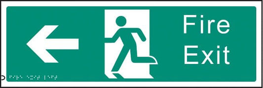 56185 Braille - Fire exit left  (450x150mm) Safety Sign