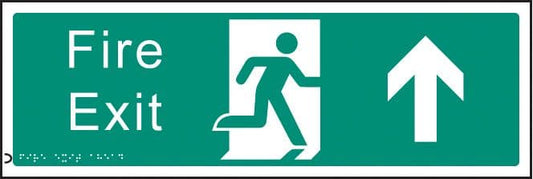 56187 Braille - Fire exit up  (450x150mm) Safety Sign