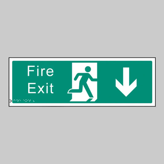 Braille - Fire exit down 450 x 150mm